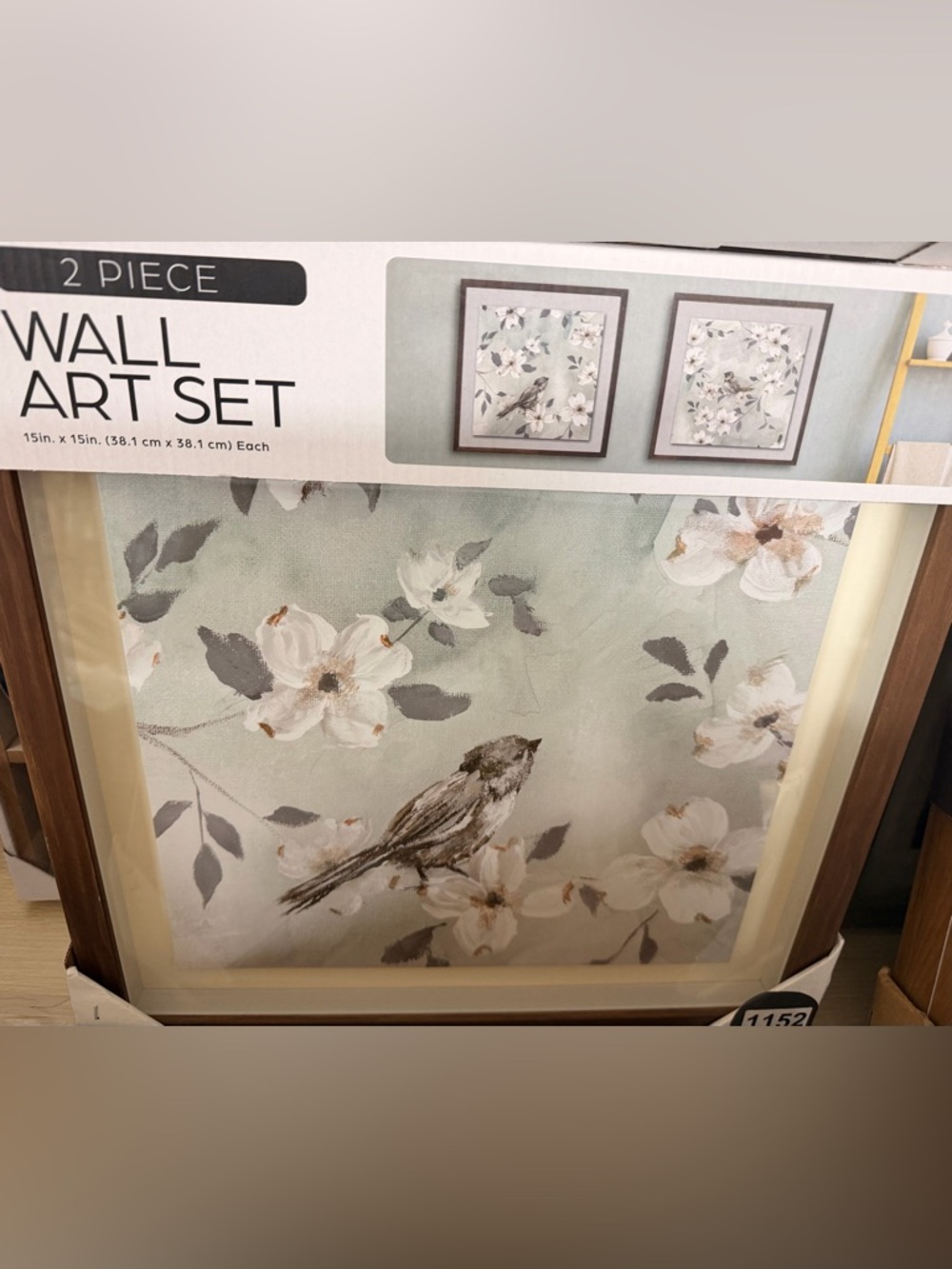Floral Bird Wall Art Set in Sage Green by